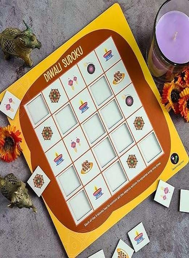 iLearnNGrow Diwali Sudoku Puzzle for Kids | Wooden Brain Game for 3 to 6 Years | MDF Puzzle Board | Montessori Logic Toy with Festive Theme | Early Learning Educational Toy | Unisex | 10 x 10 x 1 Inch - Image 1